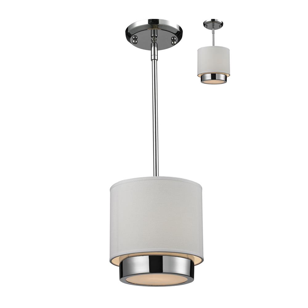 Z-Lite 186-8 1 Light Chandelier in Chrome with a Off White Shade